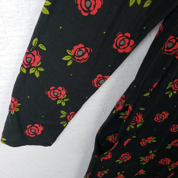 Gudrun Sjoden Dress Jersey Turtleneck Long Sleeve Floral Rose Print Black Size S - Picture 5 of 11
